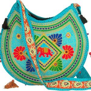 Tribe Azure Women Hippie Sling Handmade Crossbody Bag Boho Chic Patchwork Embroi